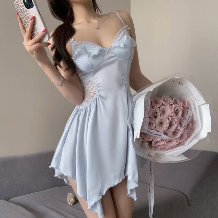 Women's Seductive Intimate Sleepwear: Innocent-Sexy Satin Slip Dress, Backless Teasing Lingerie - Image 7