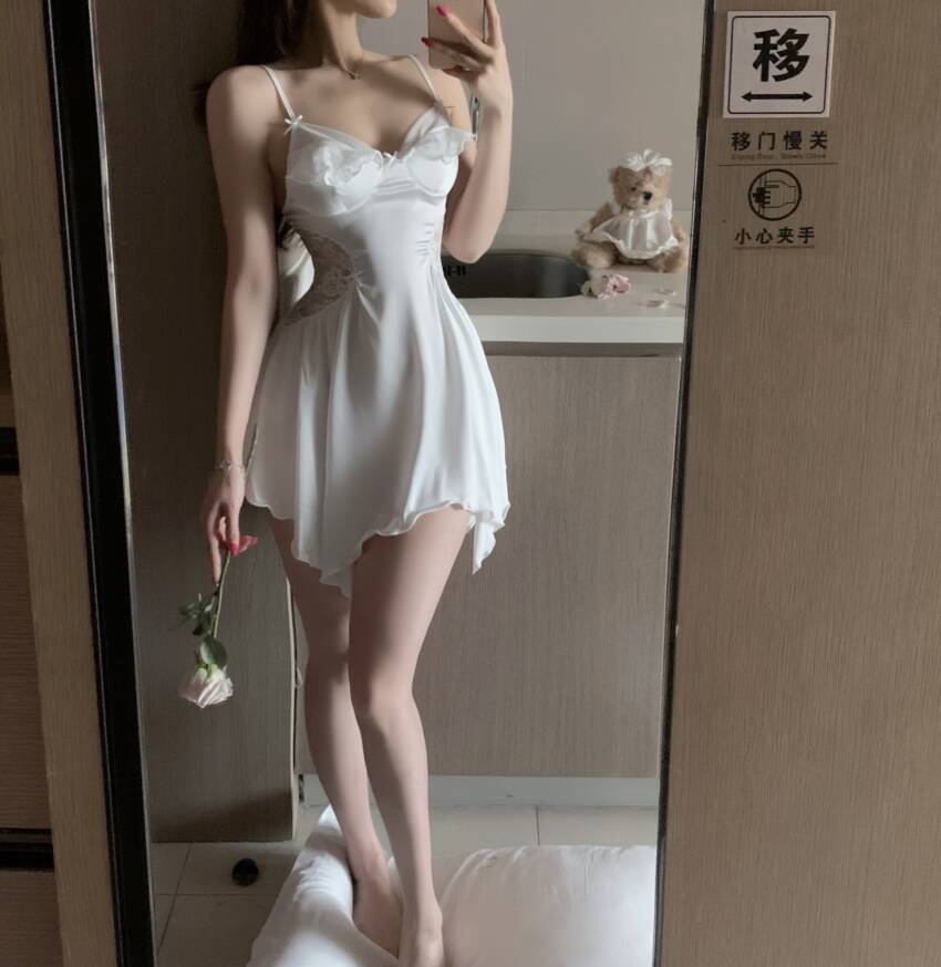 Women's Seductive Intimate Sleepwear: Innocent-Sexy Satin Slip Dress, Backless Teasing Lingerie - Image 3