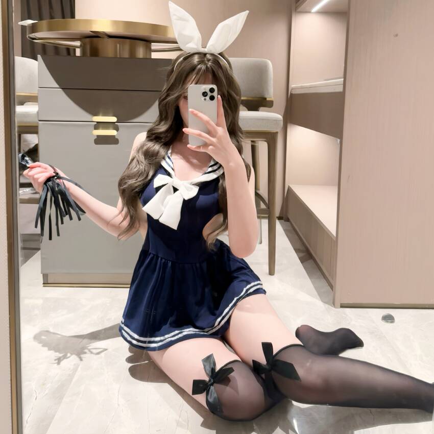 Innocent-Sexy Deep V Bodycon Skirt, Abstinent Vibe Intimate Set